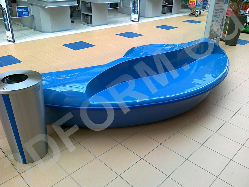Shopping center fiberglass bench 1 Dekoracyjna ławka użytkowa do biura lub galerii handlowej