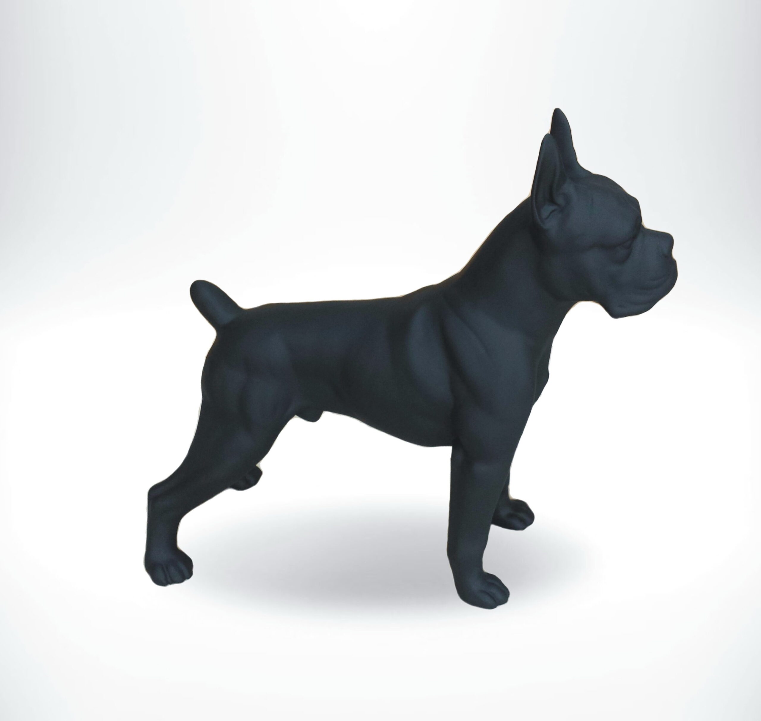 Boxer Dog Decorative Figure - Single Color 2 Black dog figurine in a standing position against a plain white background.