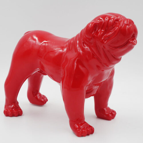 Red bulldog figurine on a white background.