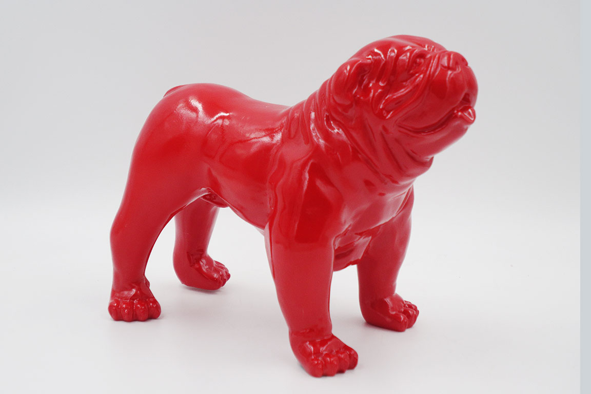 Bulldog USA XS Dog - one color 1 Red bulldog figurine on a white background.