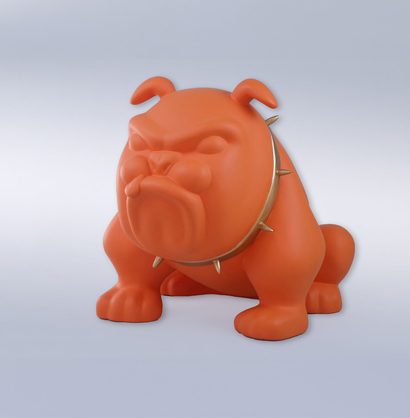 Bulldog Avella dog 22cm - orange mat 1 Orange cartoonish bulldog figurine with a spiked collar.