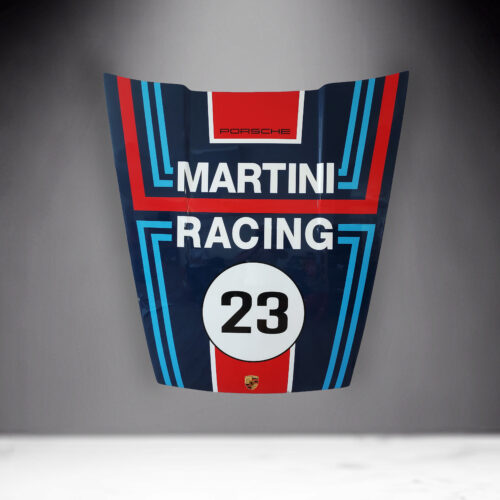 Porsche car hood with Martini Racing livery and the number 23