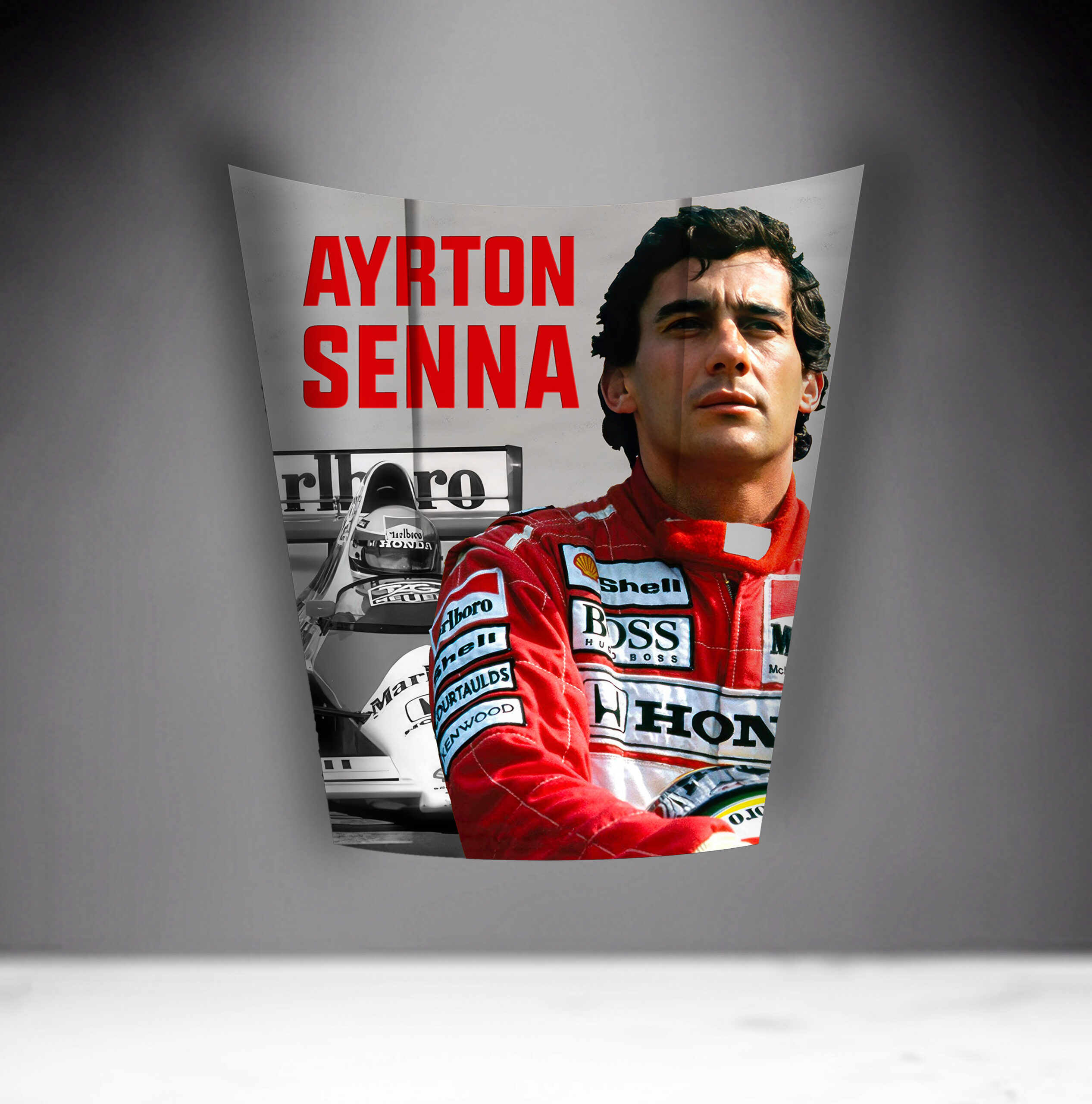 Car Mask 911 - Theme 17 2 Portrait of a race car driver in a red suit with