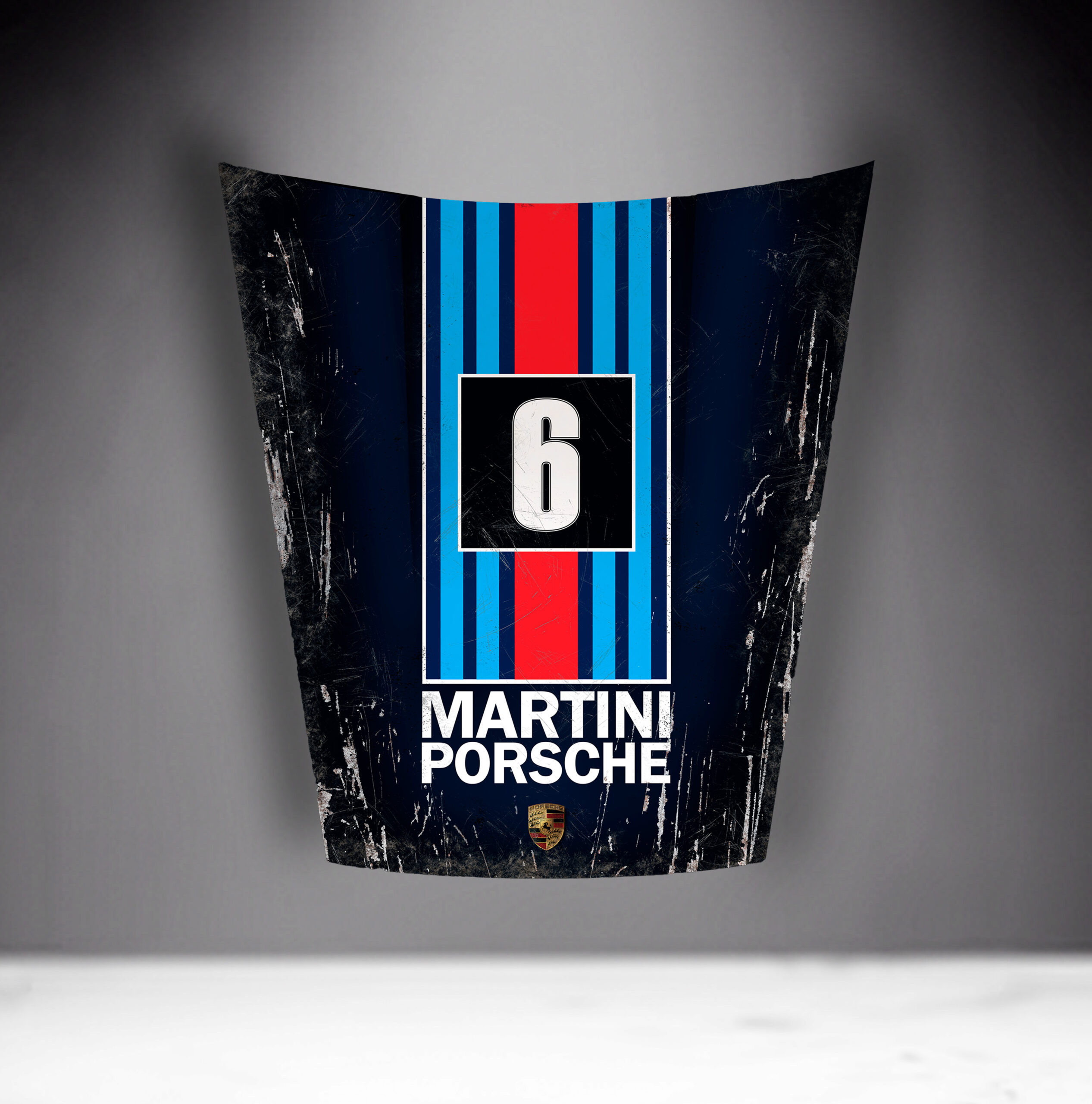 Car Mask 911 - Theme 36 2 Racing car hood with Martini Racing livery, featuring the number 6,