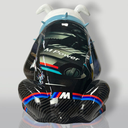 Bulldog-shaped sculpture with 