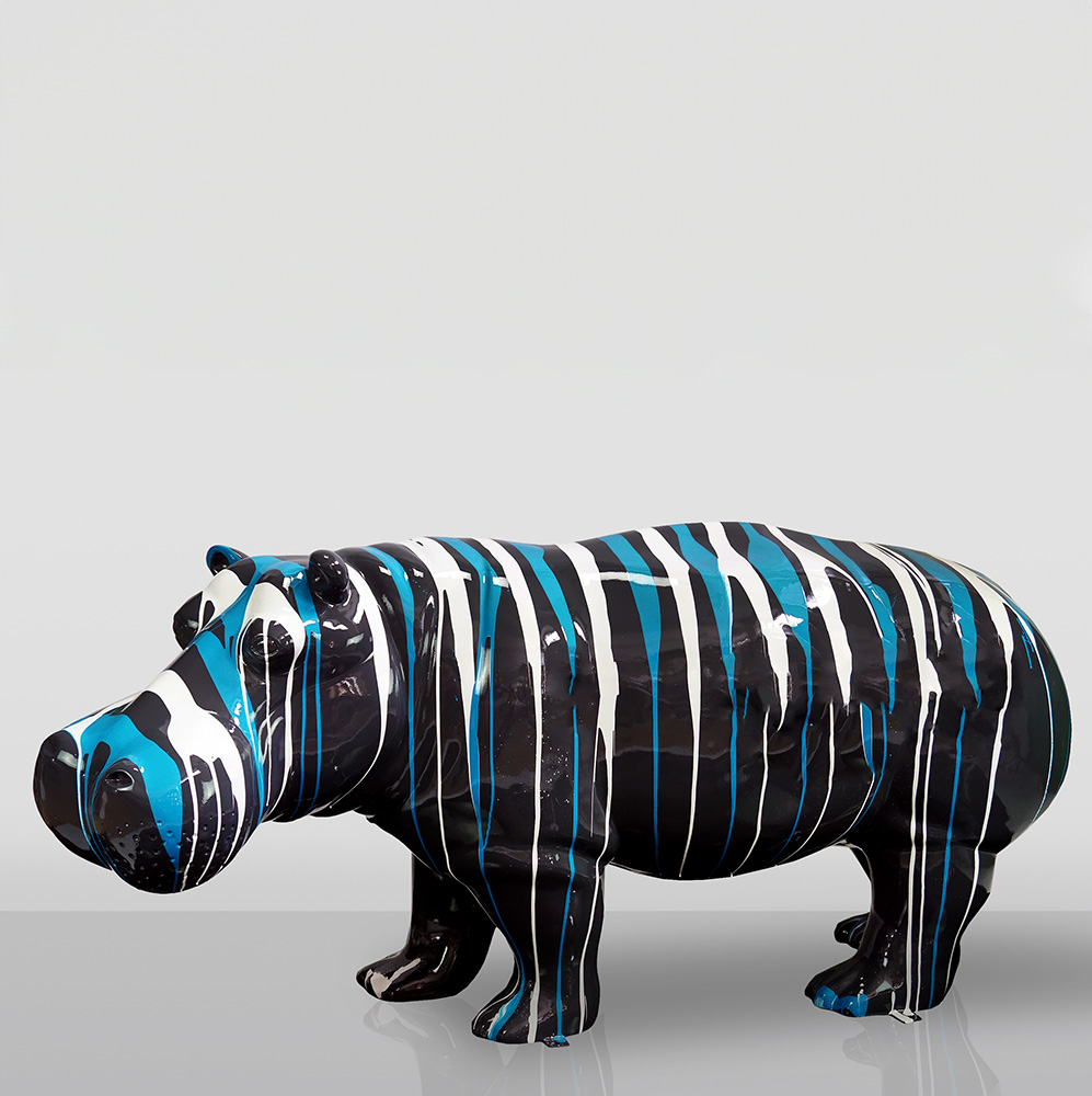 3D Figure Made of Laminate - Life-Size Hippopotamus - Trash 1 Figura 3D Z Laminatu - Hipopotam Naturalnej Wielkości - Trash