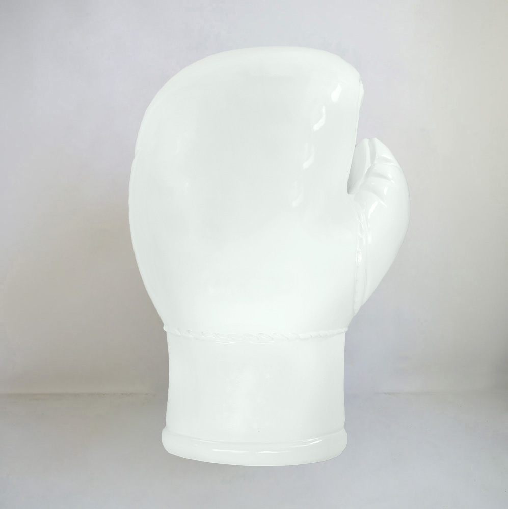 Large Realistic Boxing Glove Figure - White 2 White porcelain sculpture of a boxing glove.