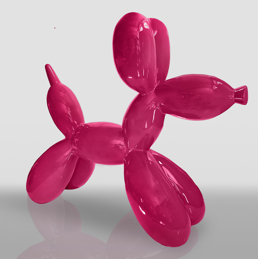 Large Balloon Dog Decorative Figure - Pink 1 Pink balloon dog sculpture on a white background.
