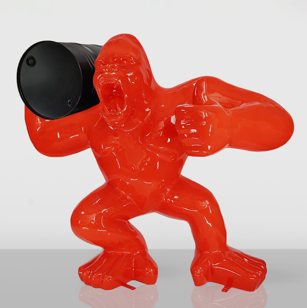 Large Red Gorilla with a Barrel on Shoulder - OK 1 Large Red Gorilla with a Barrel on Shoulder - OK