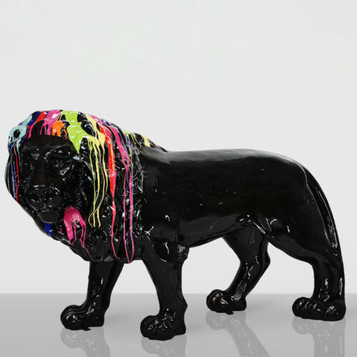 Large Standing Lion Figure - Black Trash