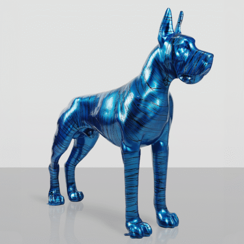 Blue Great Dane Covered in Paint
