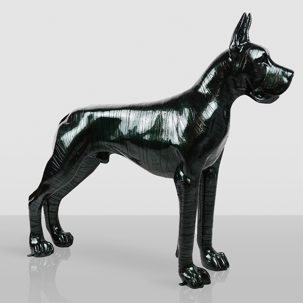 Green Great Dane Covered in Paint