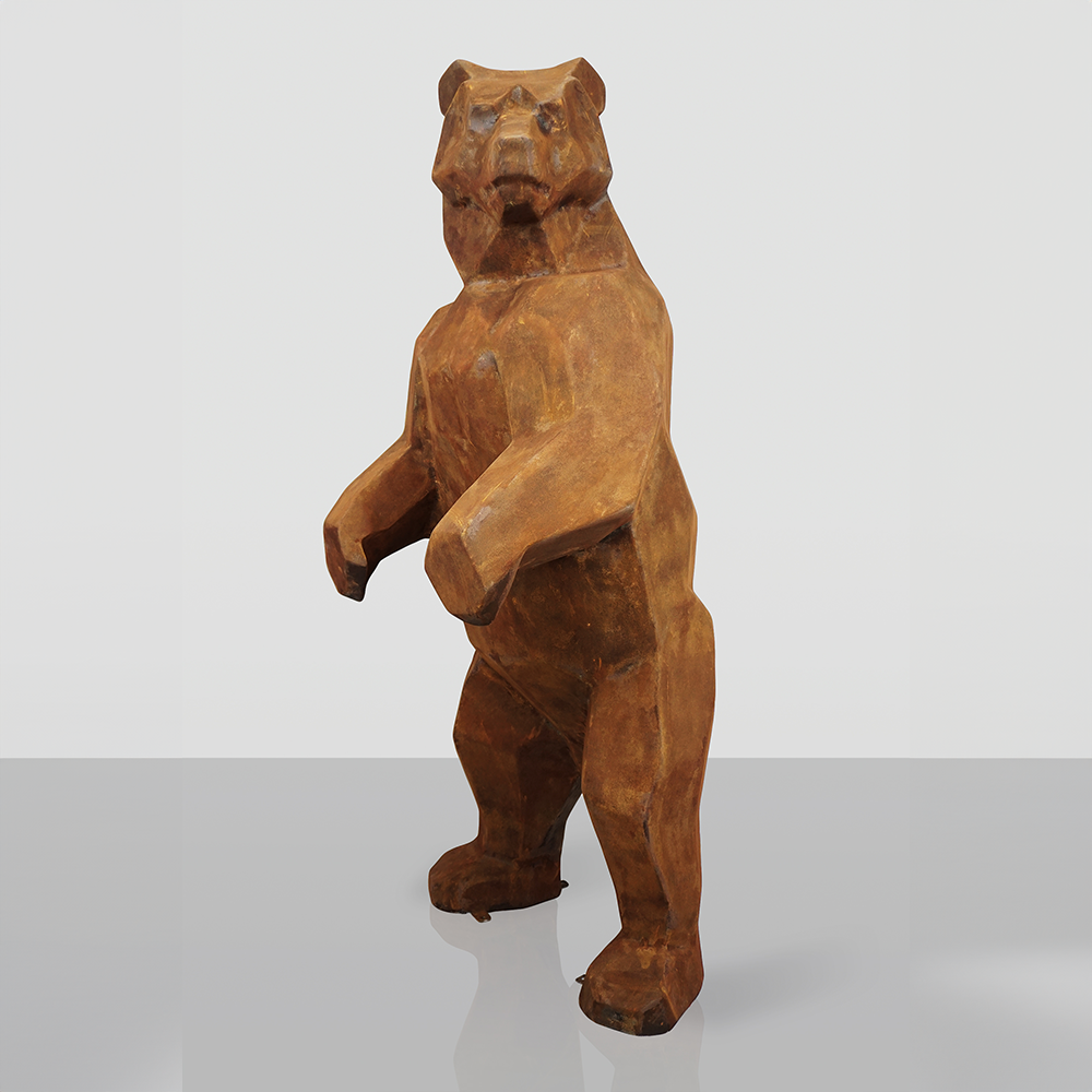 Large Square Bear Figure – Rust Effect