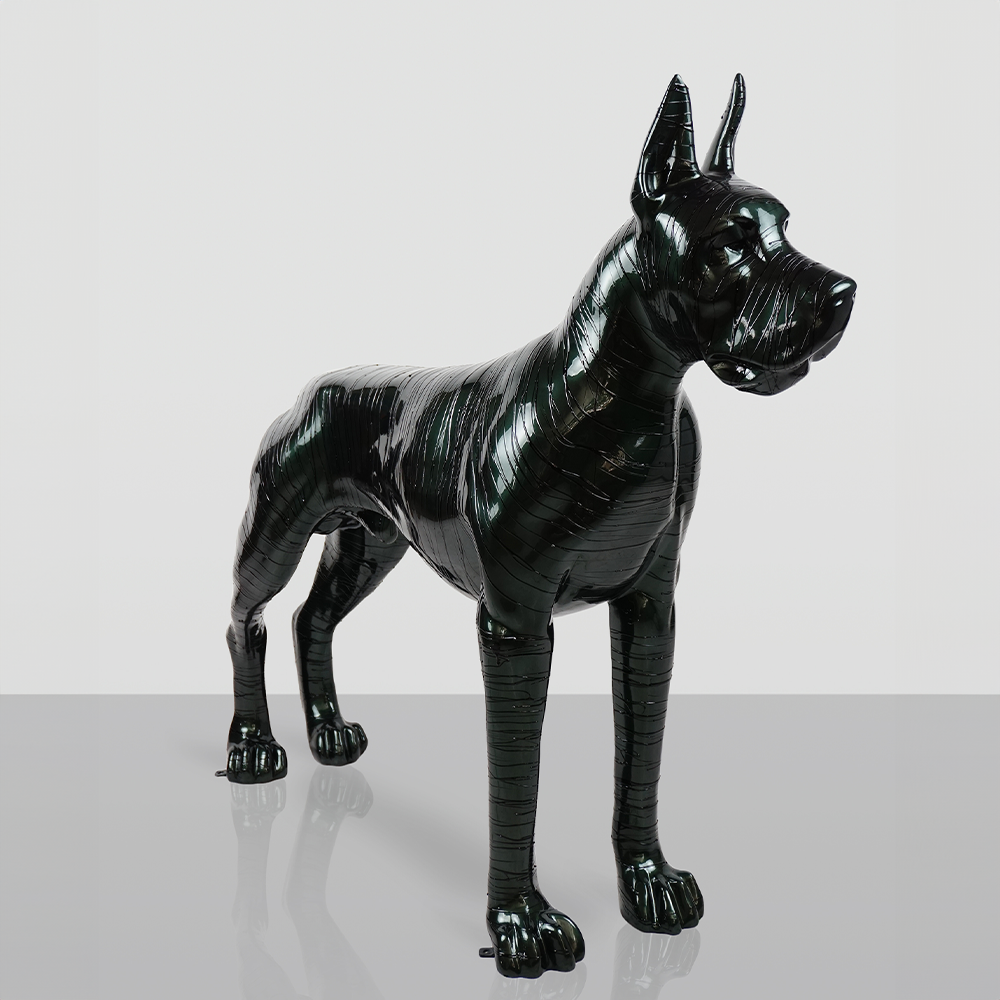 Green Great Dane Covered in Paint 1 Green Great Dane Covered in Paint